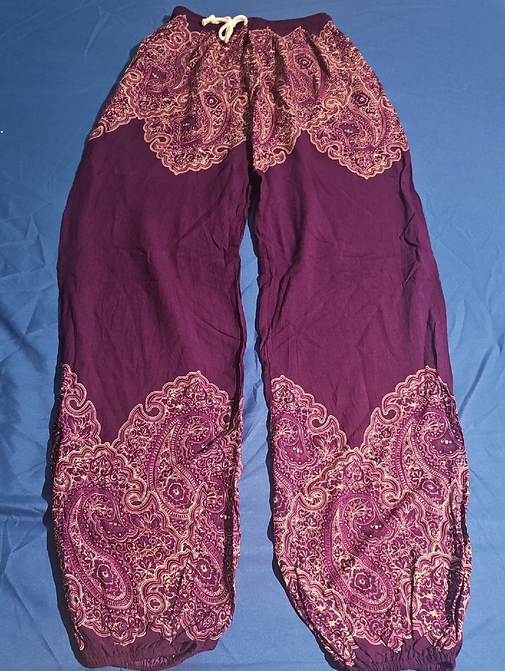 Boho Paisley Actualy A Rich Dark Plum Purlple Harem Pants Ladies Size S/M